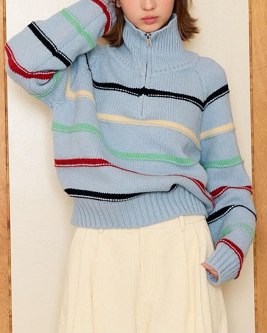 Multi-border Half-zip Knit　KN091