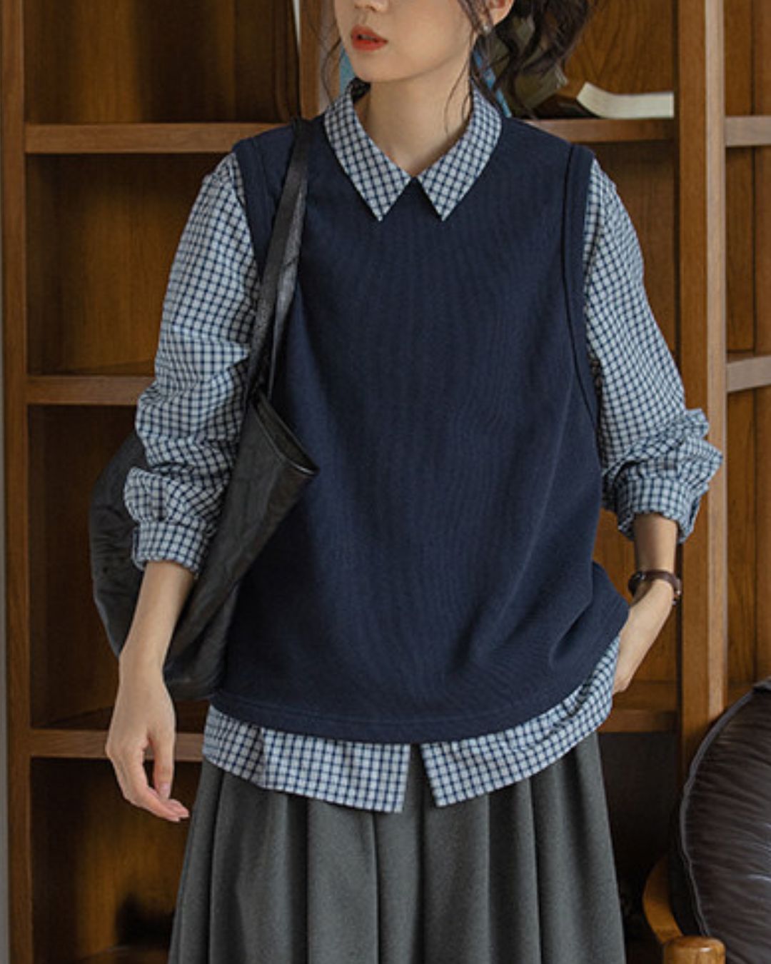 Crew Neck Cotton Knit Vest　VT024