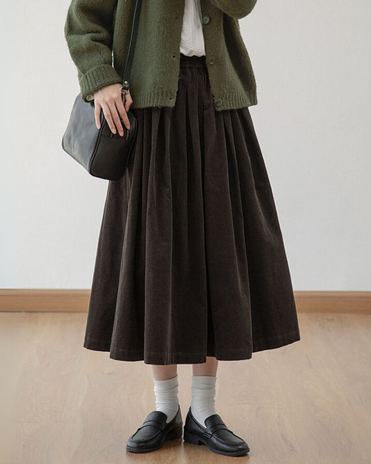 Corduroy Gathered Skirt　SK006