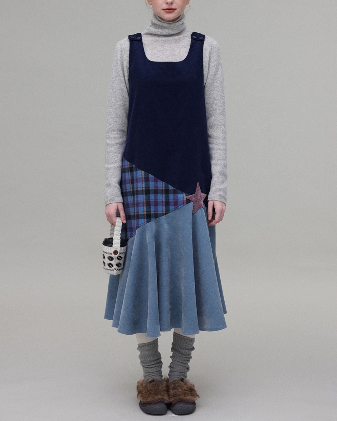 Patchwork Corduroy Dress　OP001