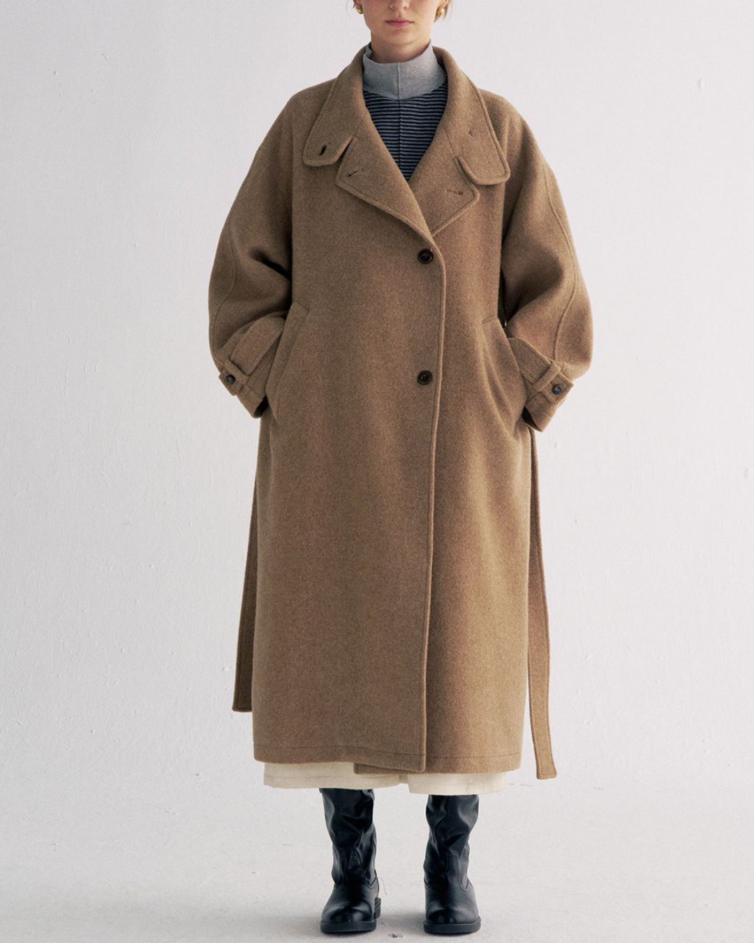Stand-collar Wool Long Coat　CT029