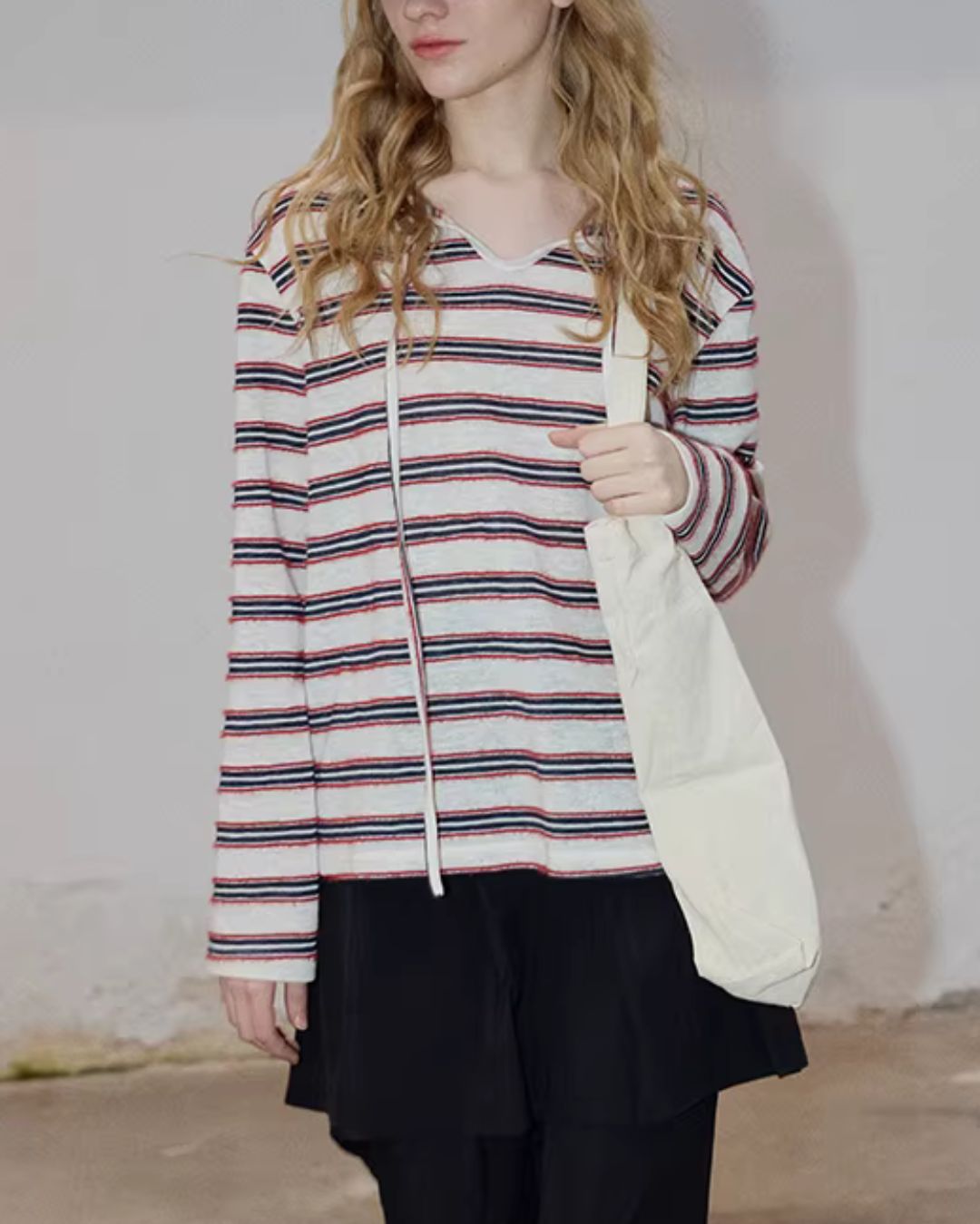Multi-border Drawstring T-shirt　LT029