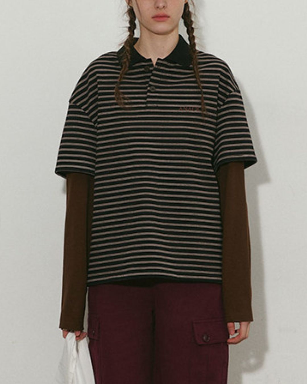 Fake Layered Border Polo Shirt　PS002