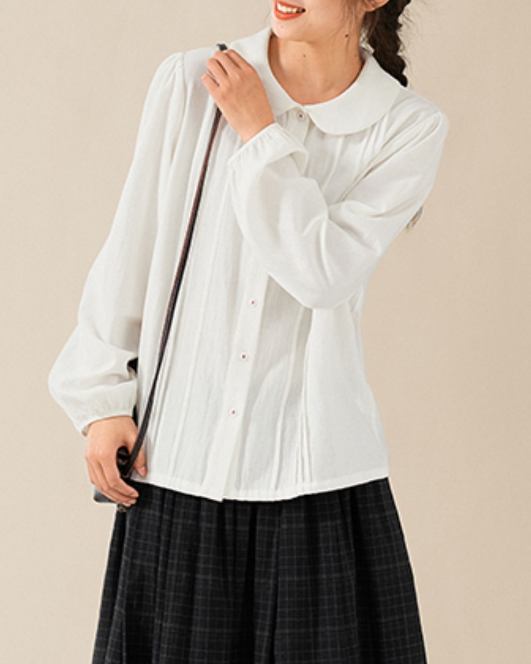 Round-collar Cotton Shirt　LS026