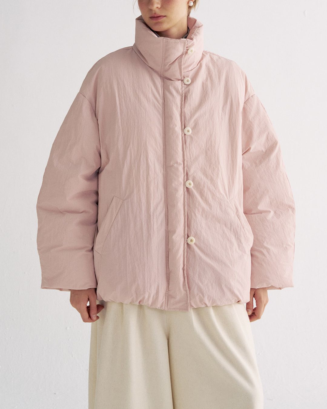 White Duck Down Gathered Jacket　JK079