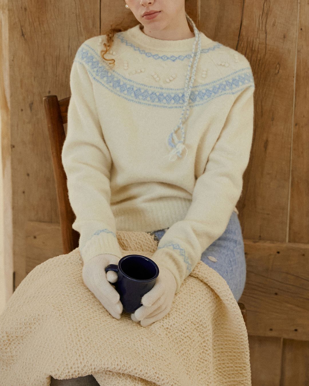Pom-pom Fair Isle Sweater　KN078