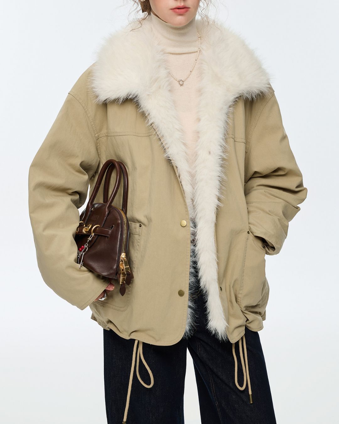 Drawstring Hem Fur Collar Down Jacket　JK061