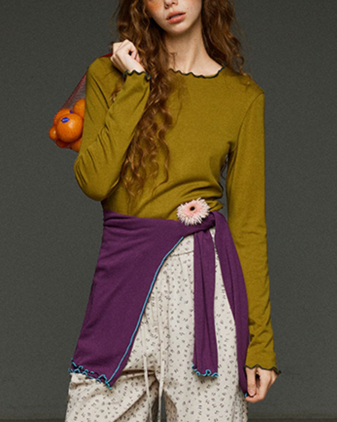 Color Stitch Mellow Frill T-shirt　LT013