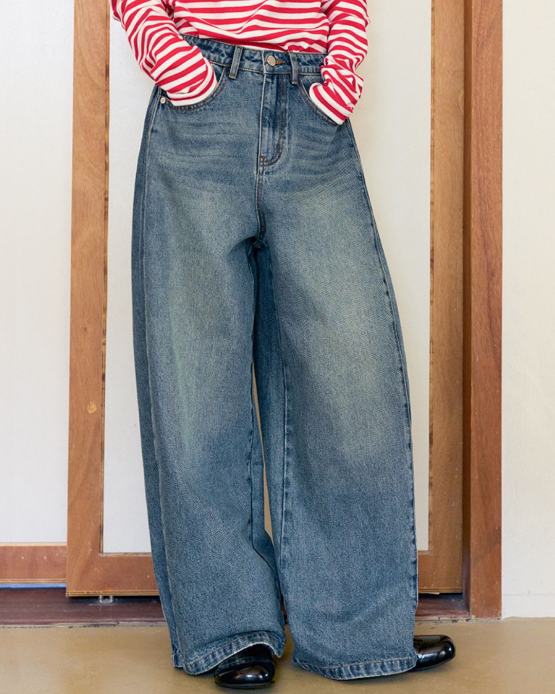 Wide-leg Twist Denim Pants　DP013