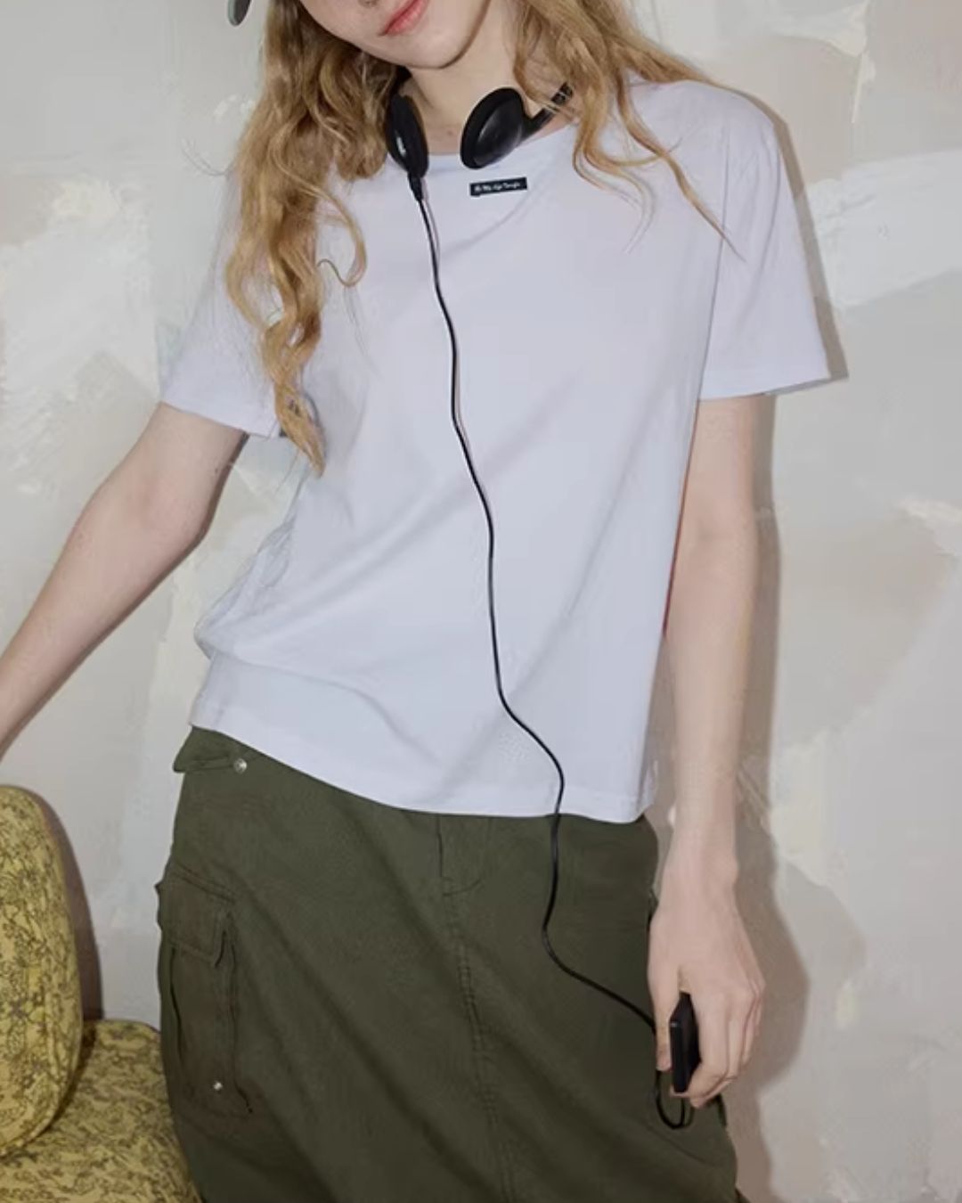 One-point Label Basic T-shirt　ST007