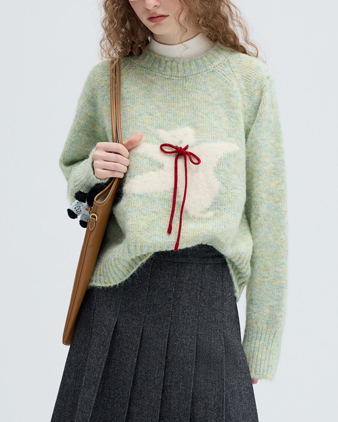 Bow Tie Bear Wool Sweater　KN040