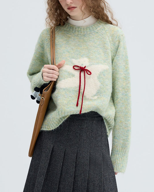 Bow Tie Bear Wool Sweater　KN040