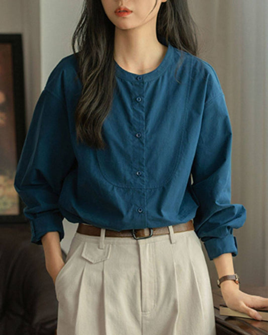 Band Collar Loose Shirt　LS057