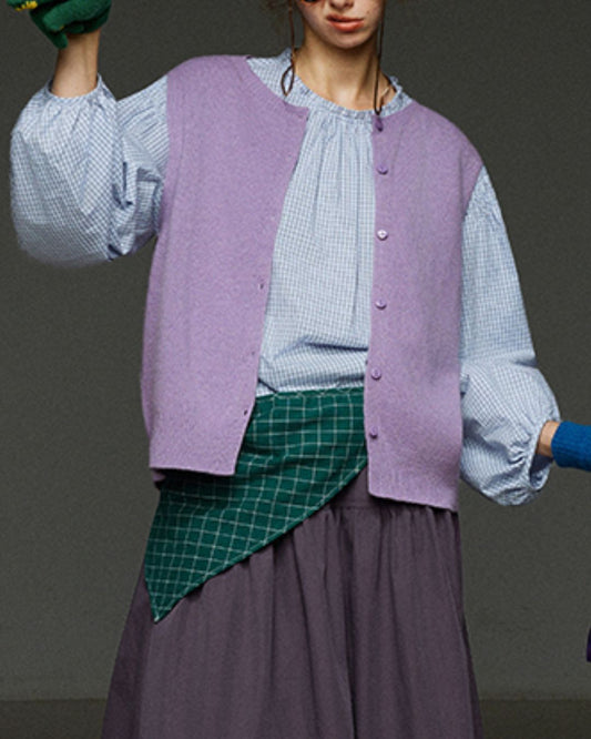 Retro Knit Front Button Vest　KN034