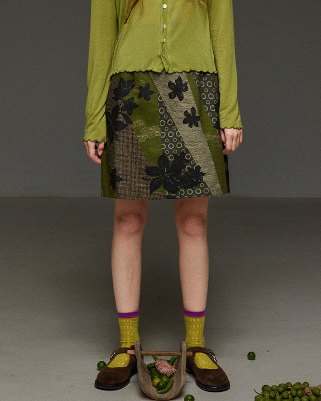 Retro Floral Print Tight Skirt　SK008