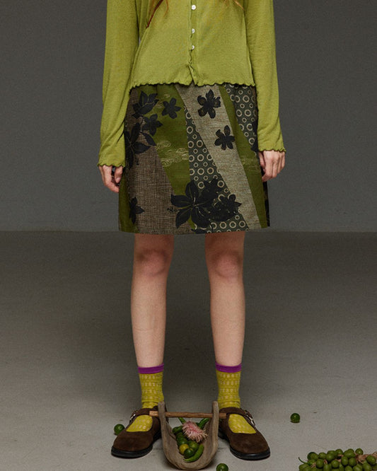 Retro Floral Print Tight Skirt　SK008