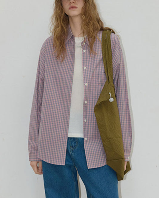 Cotton Pink Check Shirt　LS050