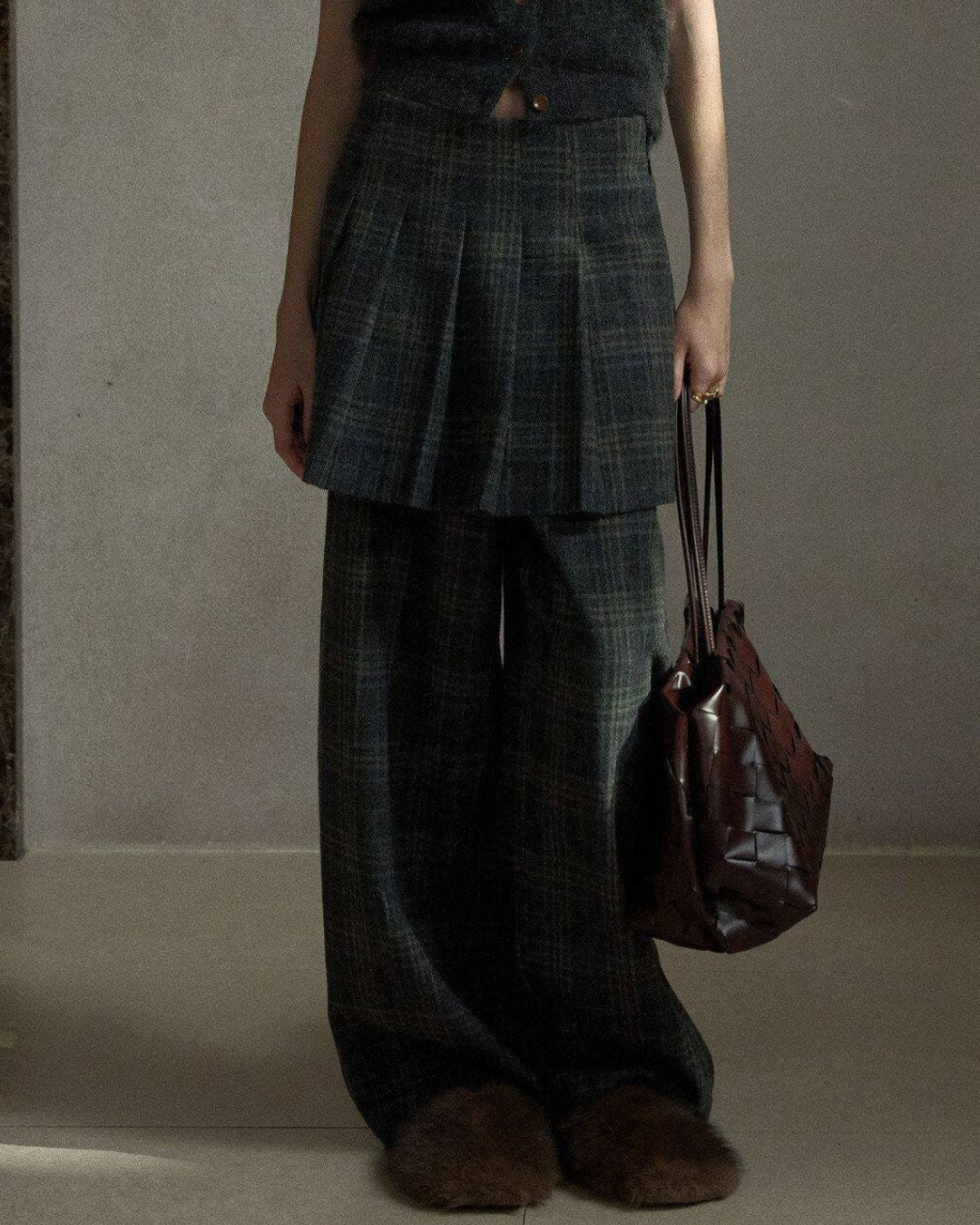 Tartan Check Wool Wide Pants　PT039