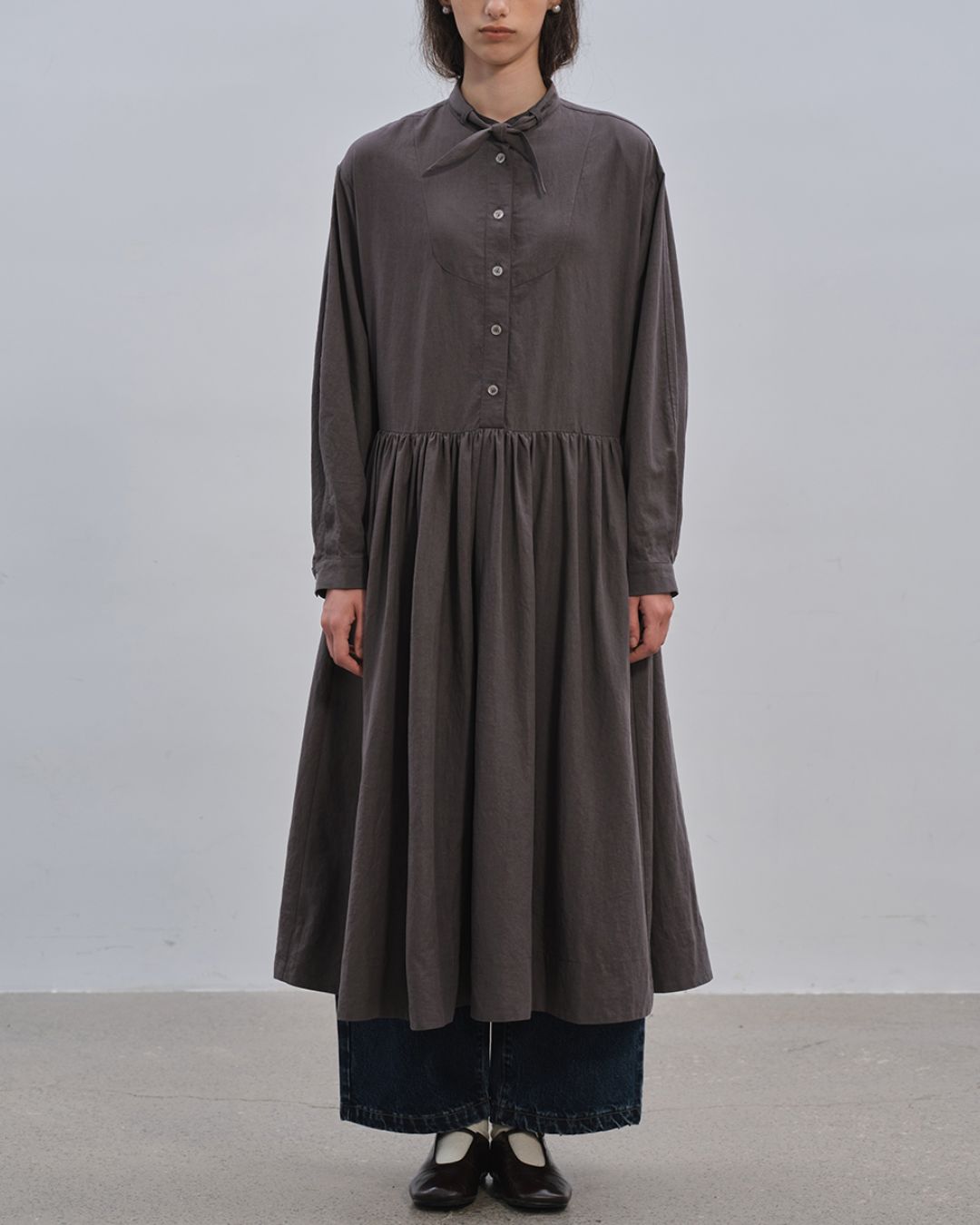 Gathered Long Shirt Dress　OP003