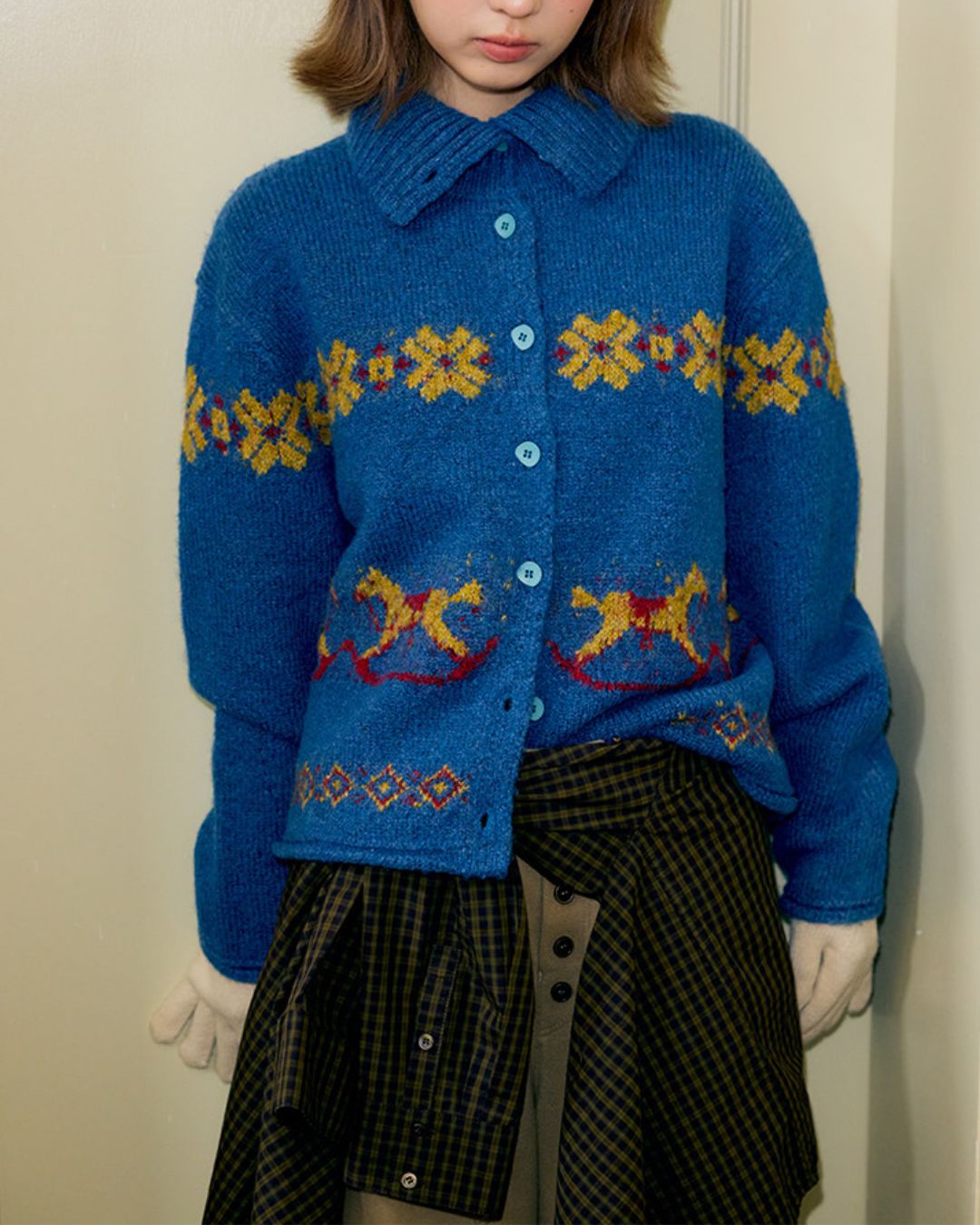 Horse Jacquard Collared Knit　KN087