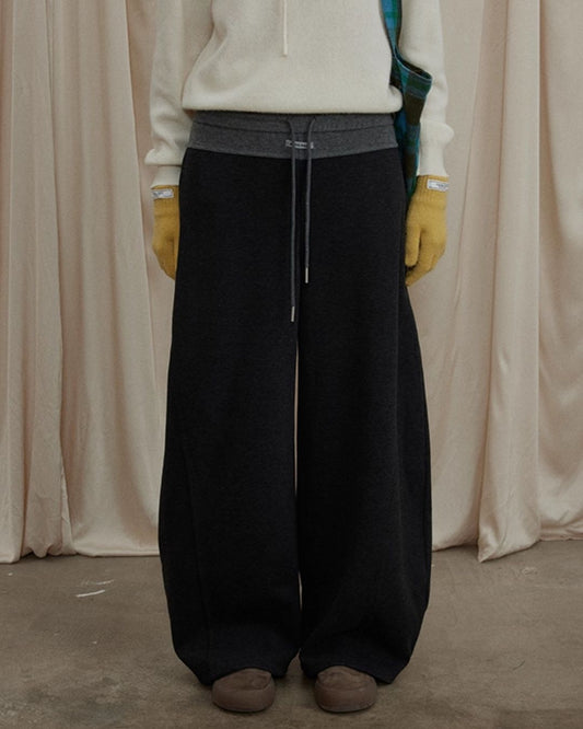 Color Block Curved Straight Pants　PT025