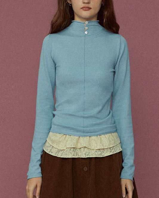 Wool Slim Fit High Neck Knit　KN094