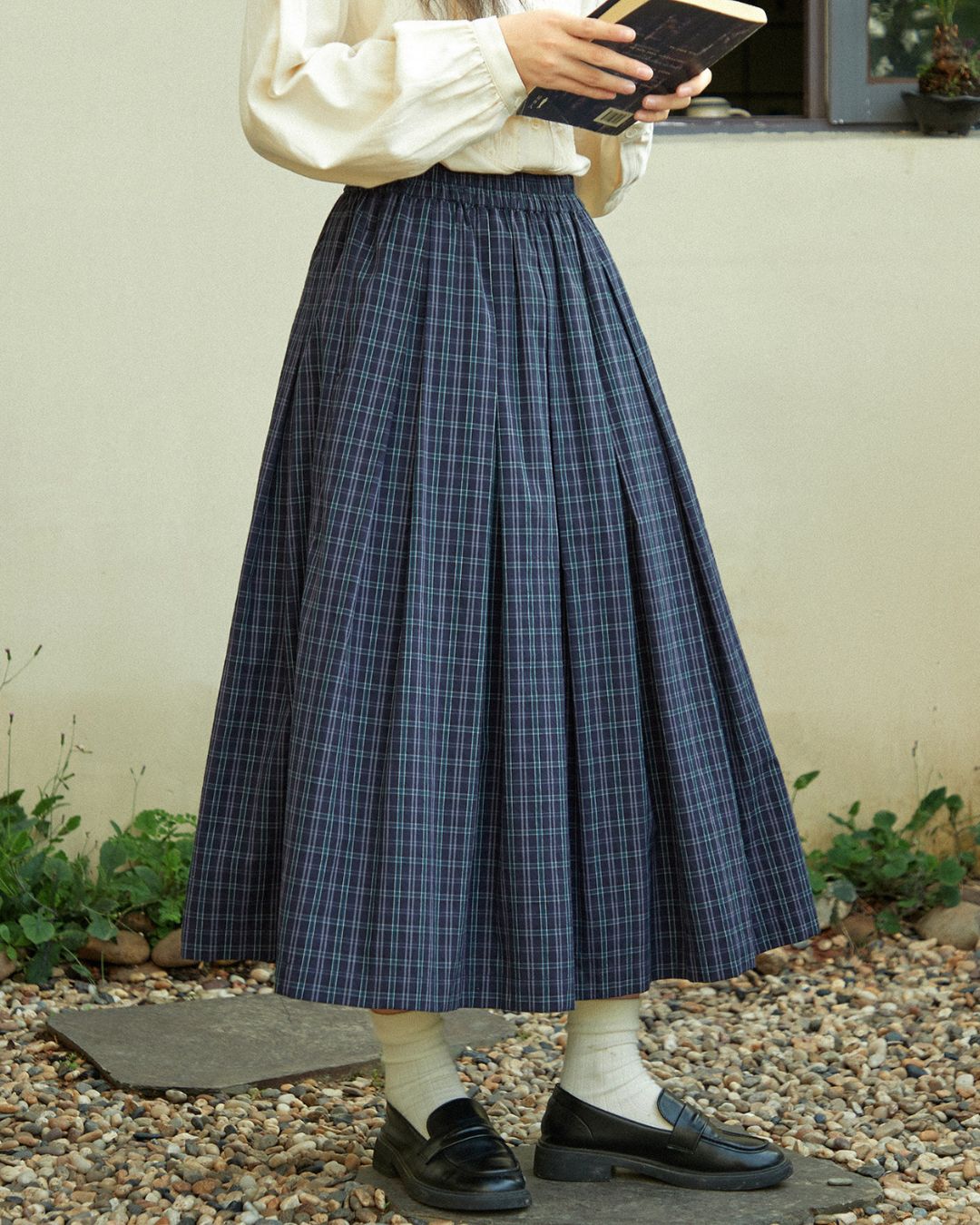 A-line Check Gathered Skirt　SK021