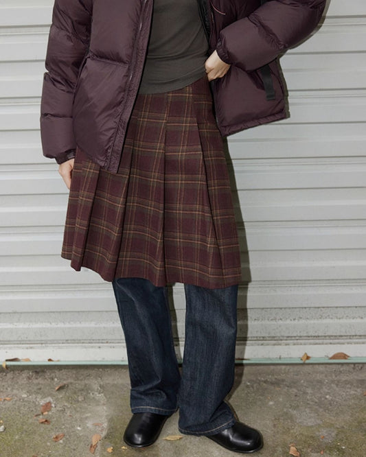 Retro Pleated Check Skirt　SK010