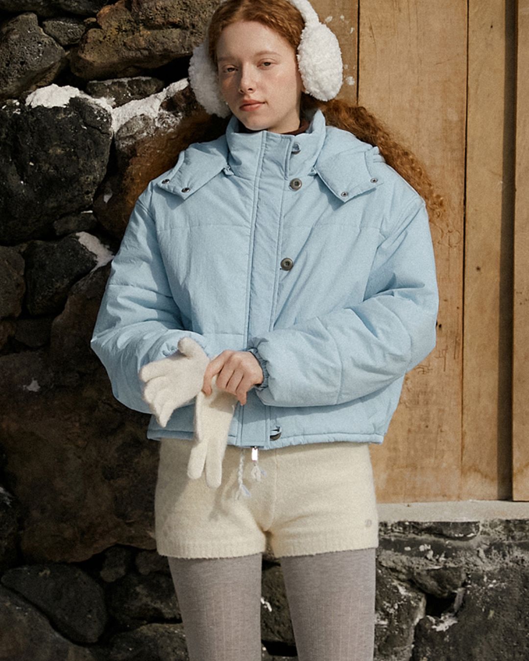 Cropped Padded Hooded Jacket　JK069