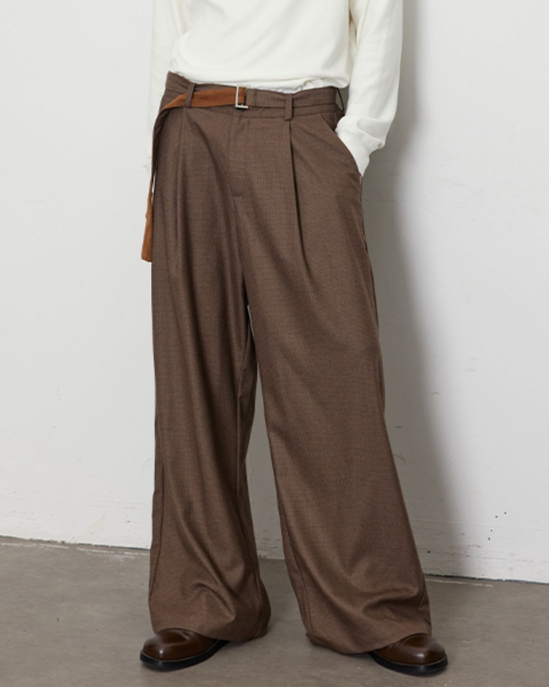 Houndstooth Draped Wide Pants　PT020