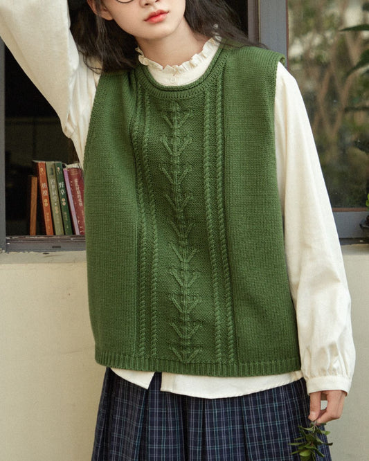 Crew Neck Relaxed Knit Vest　VT023
