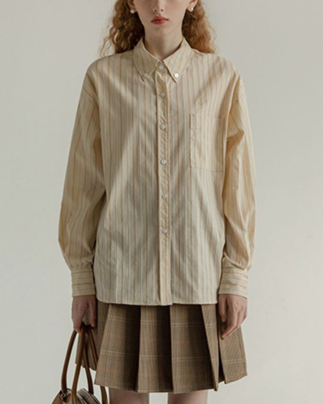 Back Half Button Collar Shirt　LS032