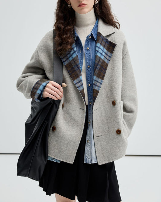 Reversible Check Short Coat　CT011