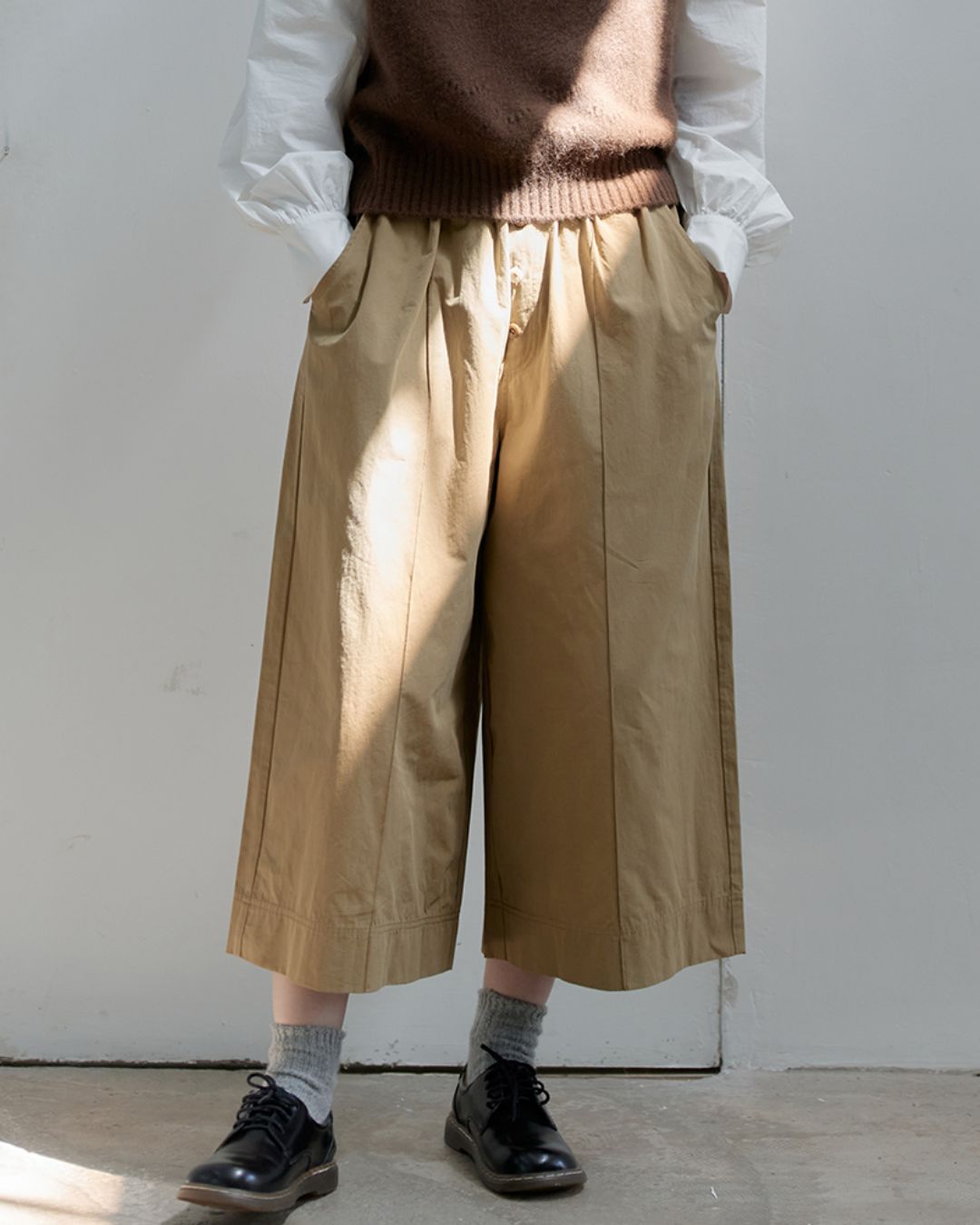 Draped Wide Cropped Pants　PT012