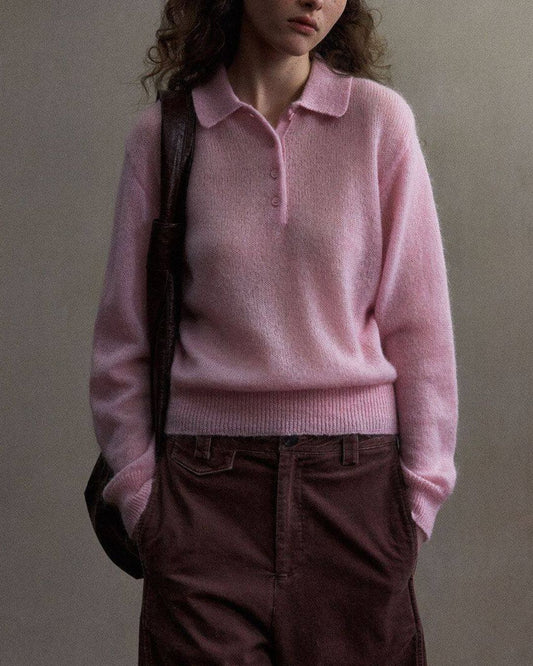 Fluffy Polo Collar Knit　KN110