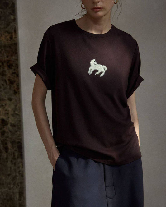 Pony Embroidered Relaxed T-Shirt　ST001