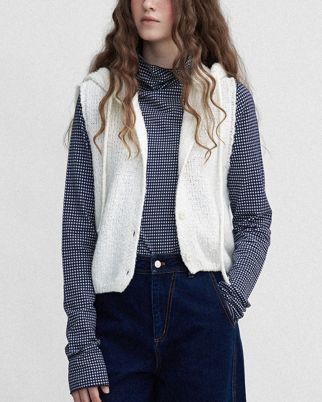 Loop Yarn Hooded Knit Vest　KN025