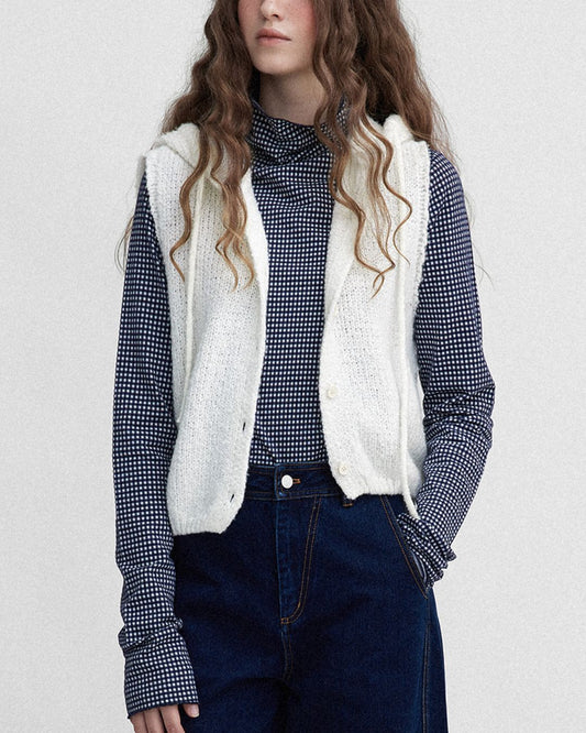 Loop Yarn Hooded Knit Vest　KN025
