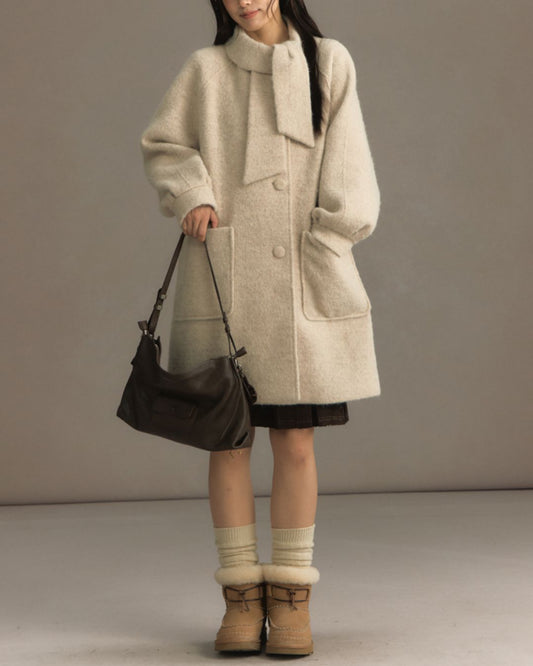 Bowtie Collar A-line Coat　CT023