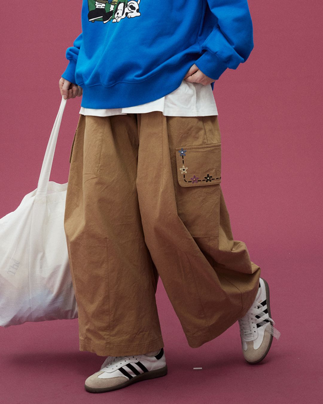 Floral Pocket Wide Leg Pants　PT002