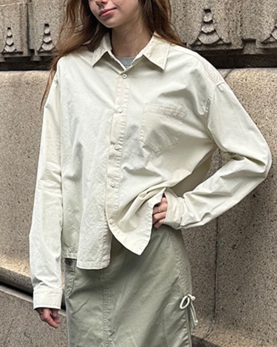 Cropped Cotton Shirt　LS007