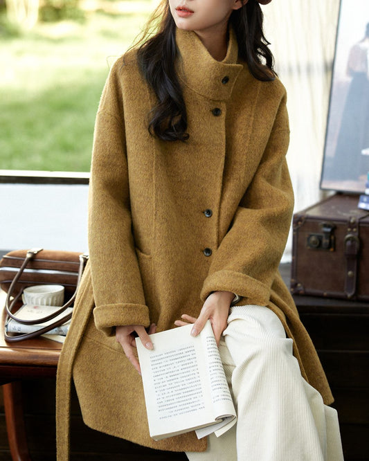 Stand-collar Wool Relaxed Coat　CT021