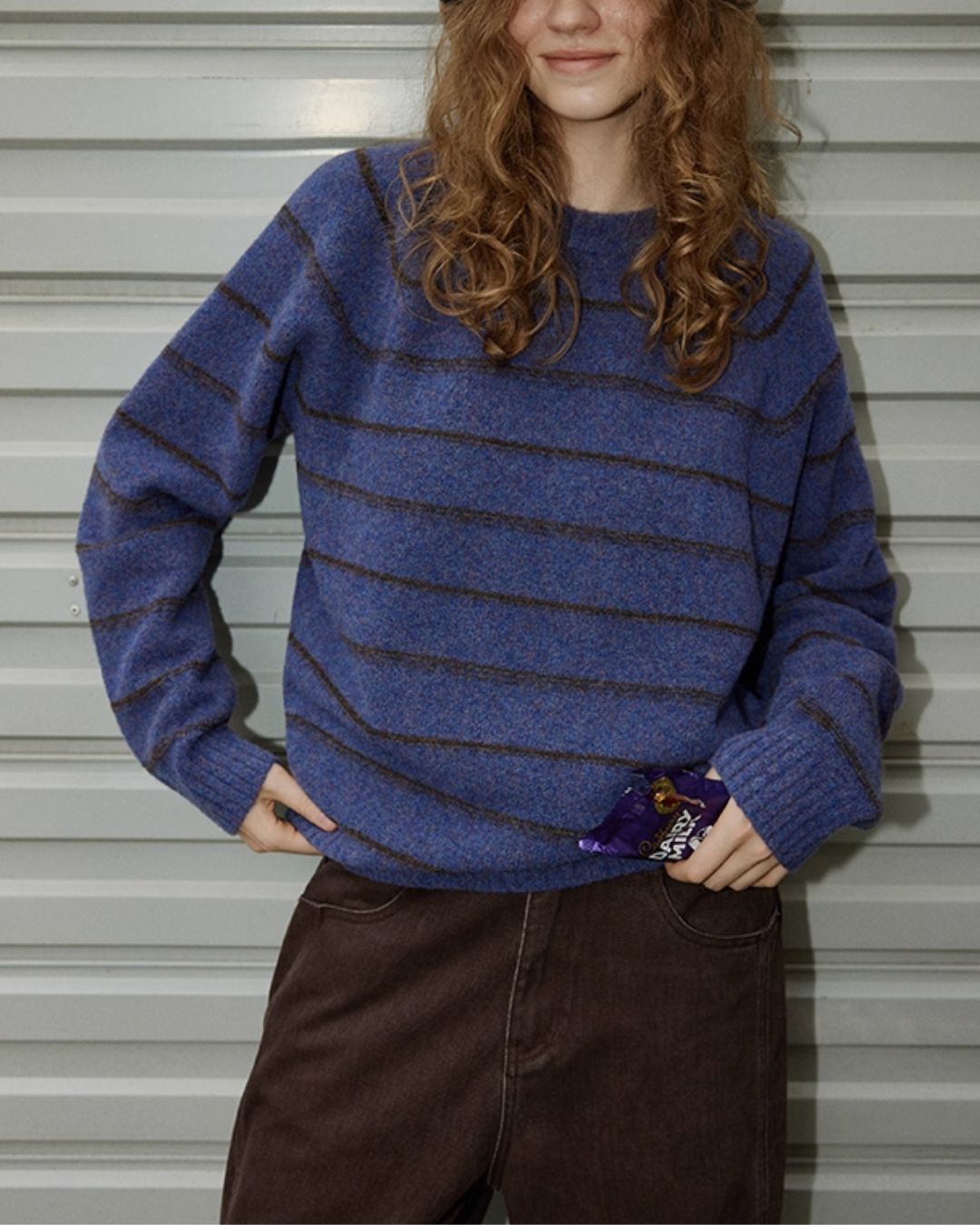 Border Relaxed Sweater　KN042