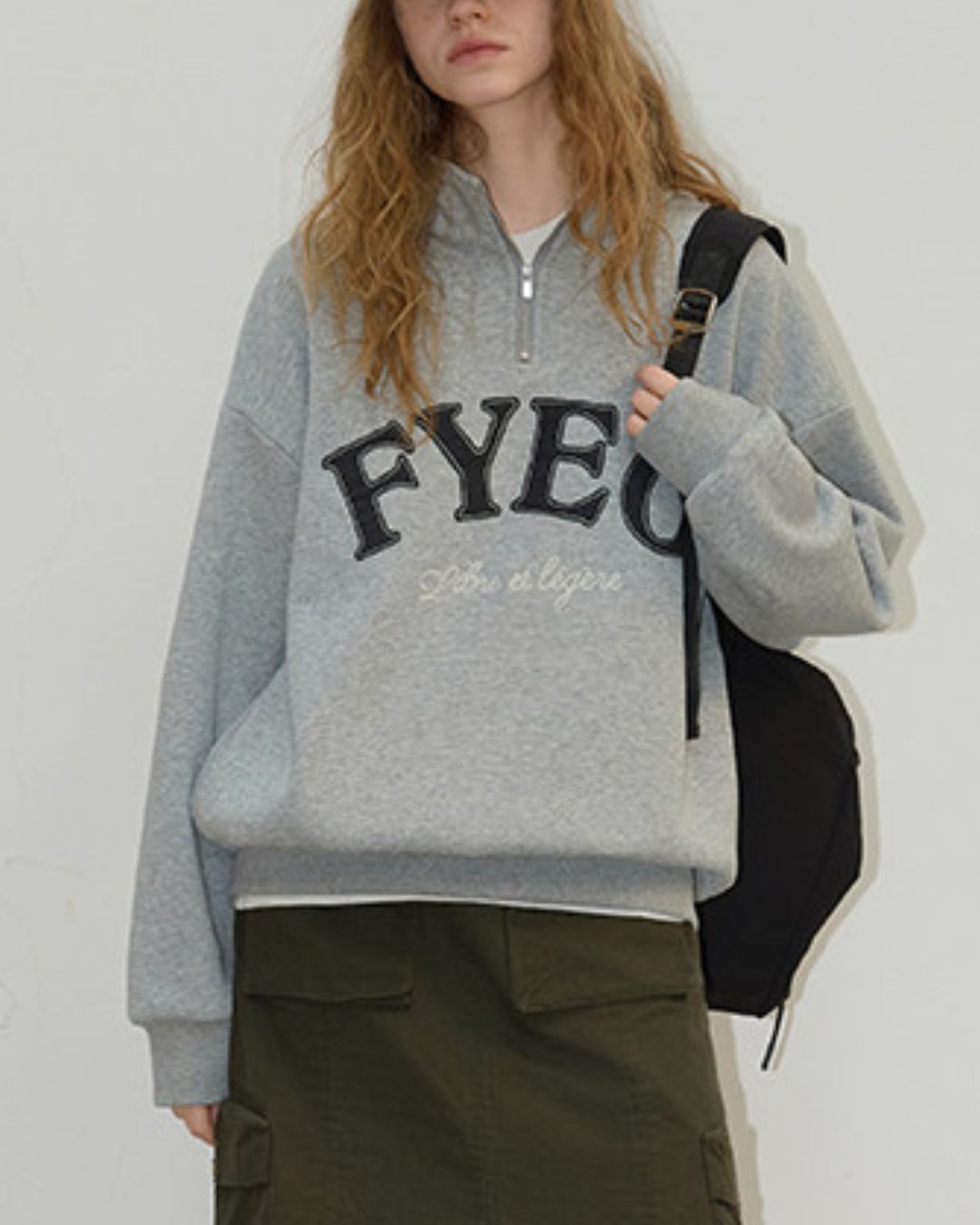 Half-zip Brushed-lined Logo Sweat　SW009