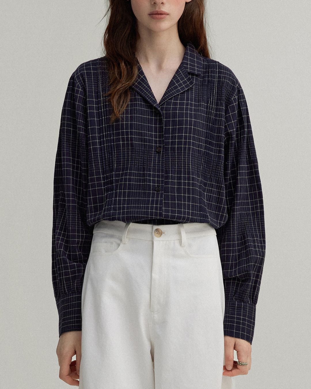 Open Collar Long Sleeve Shirt　LS012