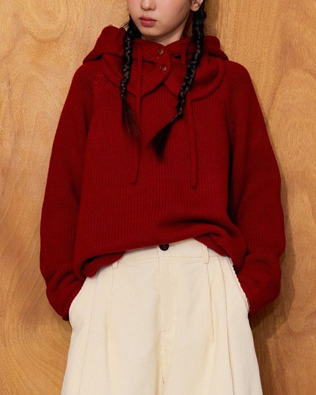 Loose Crew Neck Knit With Balaclava　KN089