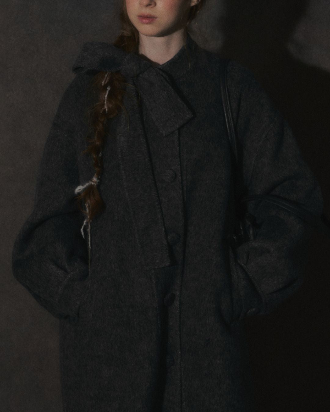 Bow-tied Pleated Cuff Wool Coat　CT026