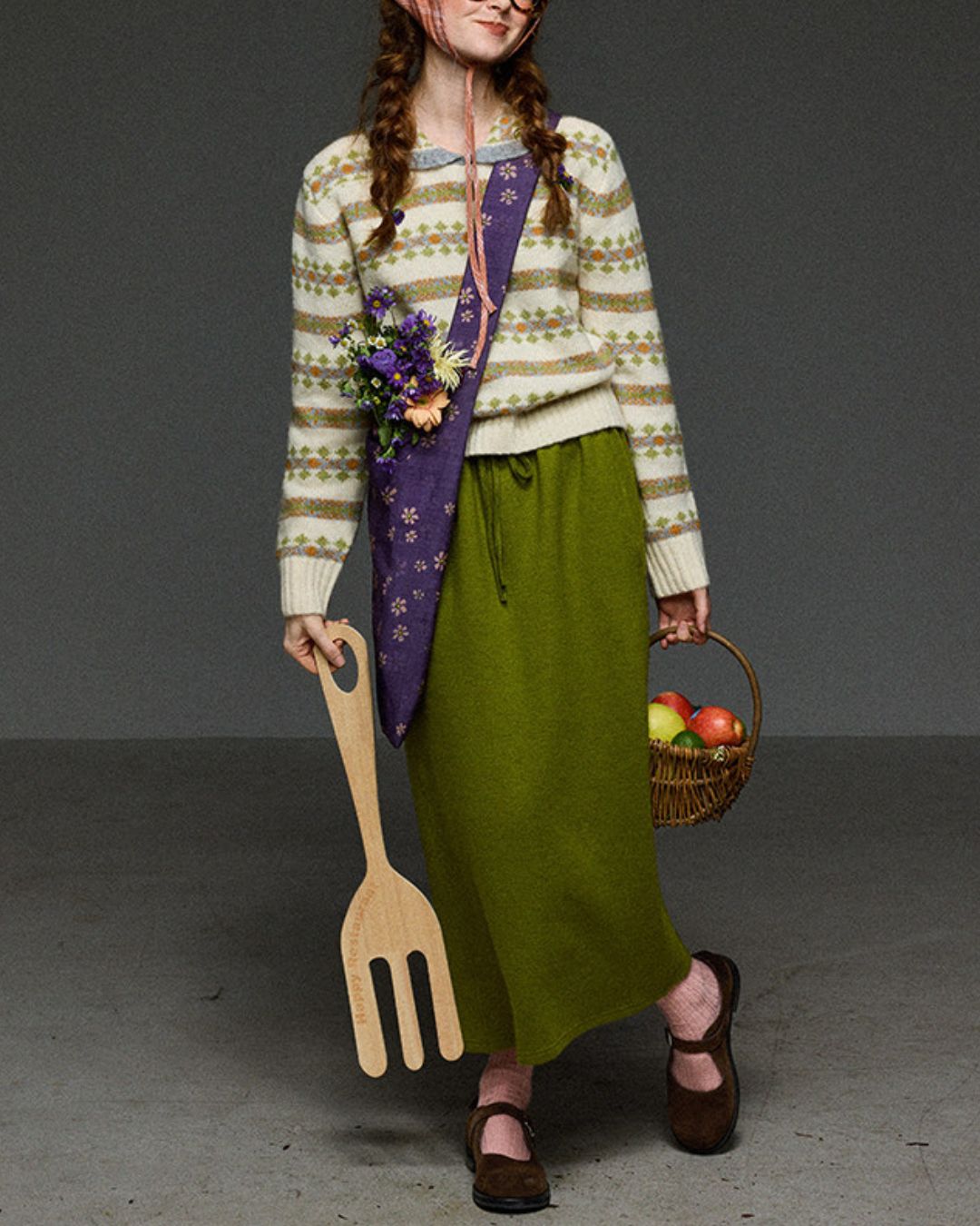 Retro Border Peter Pan Collar Jacquard Sweater　KN106