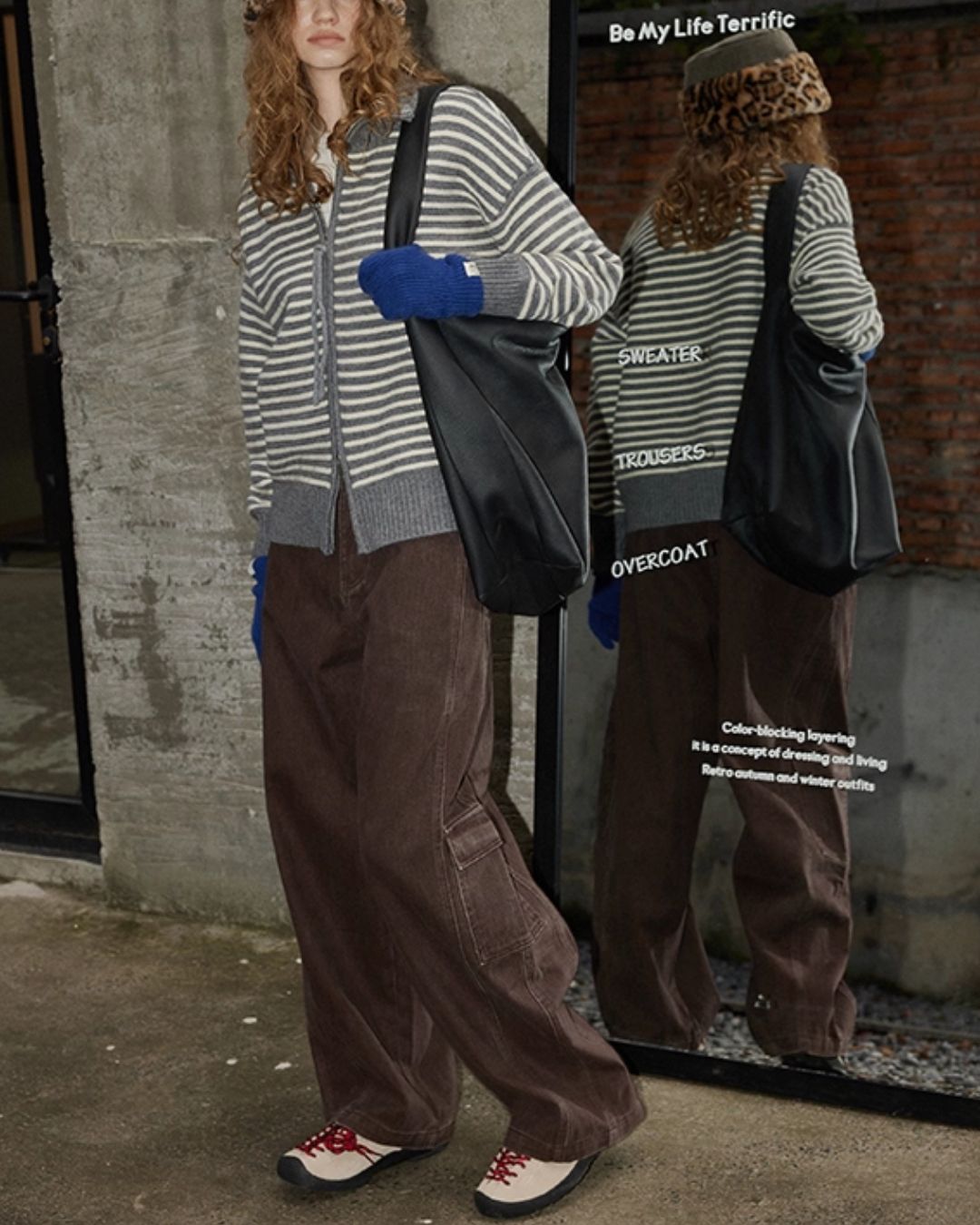 Double-Zip Border Knit Cardigan　KN043