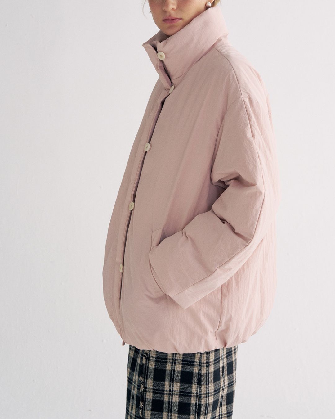 White Duck Down Gathered Jacket　JK079